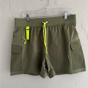 Avia Olive Green Cargo Shorts with Neon Yellow Drawcord